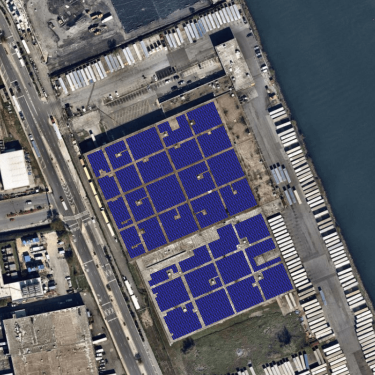 Rendering of solar panels on the roof of Krasdale Foods at the Hunts Point Food Distribution Center.